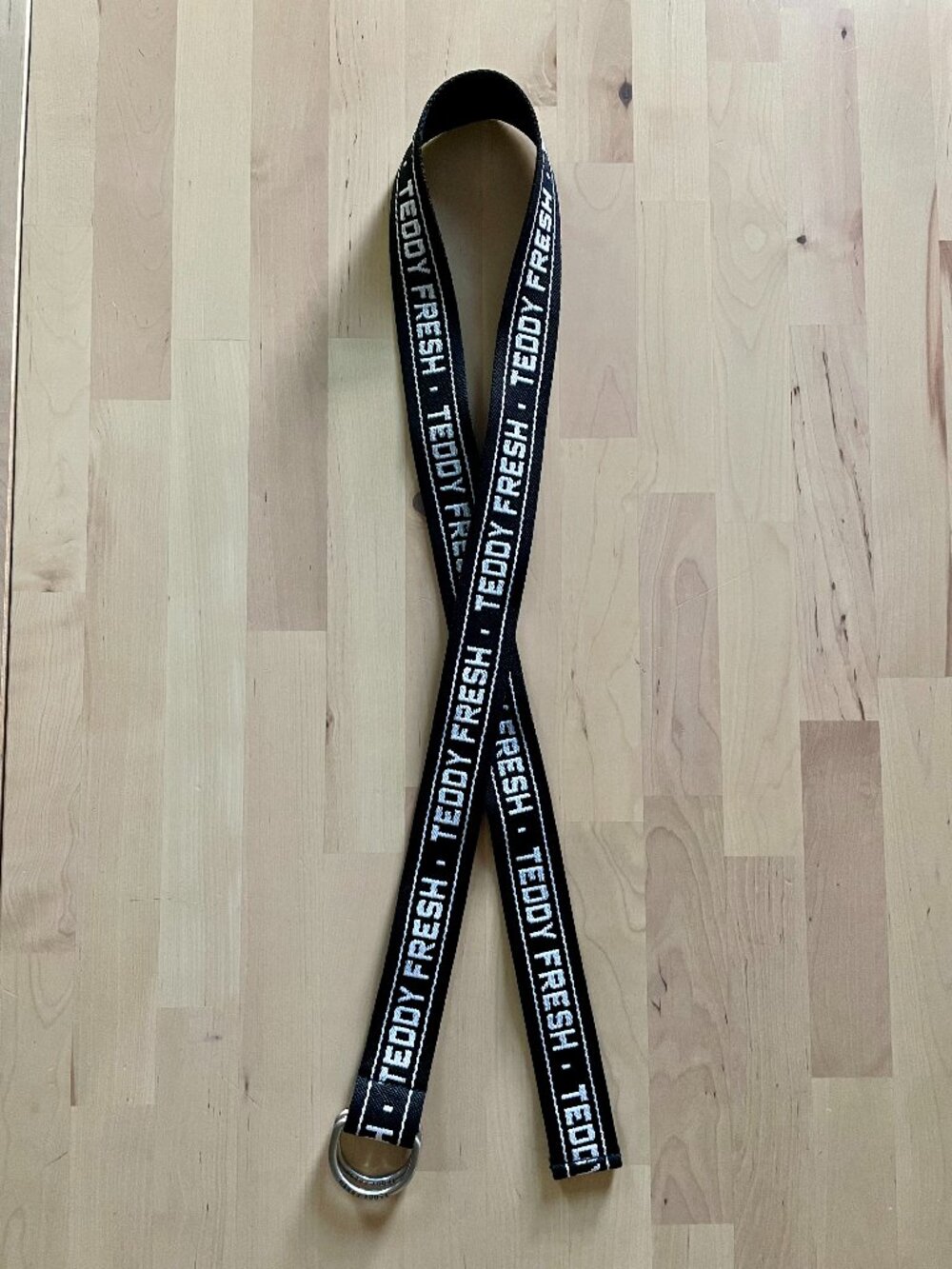 Teddy Fresh Unisex Black & White Woven D-Ring Double Ring Belt One Size